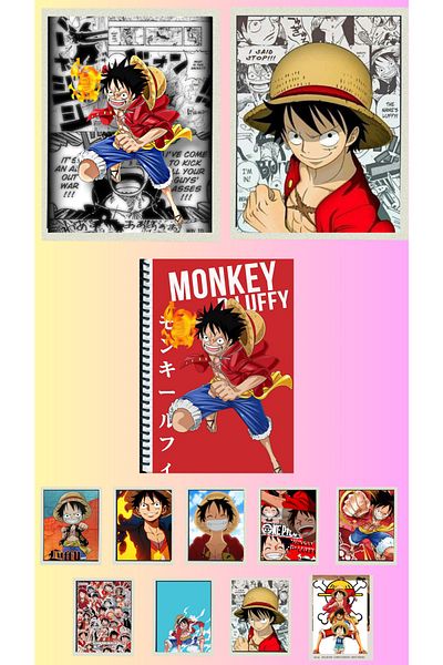 animeandyourworld القرد د. ملصق لوفي A3، 2 دفتر A4 1 قطعة، بطاقة صور 9 قطع