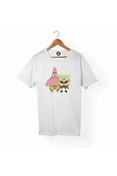 RYO FASHİON Sponge BOOBB cu imprimeu Tricou alb unisex cu mânecă scurtă pentr...
