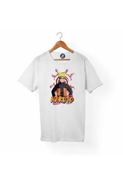 RYO FASHİON Tricou alb unisex cu mânecă scurtă NARUTO cu imprimeu pentru copii