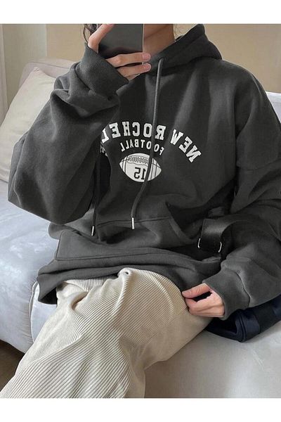 MOONBULL Übergroßes Unisex-Kapuzensweatshirt „New Rochelle“ mit Aufdruck