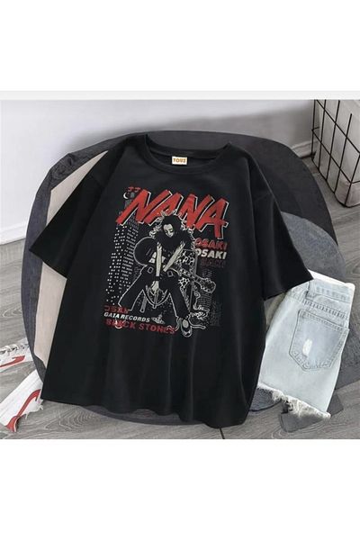 Köstebek Black Stones - Tricou unisex negru pentru chitară Nana Osaki