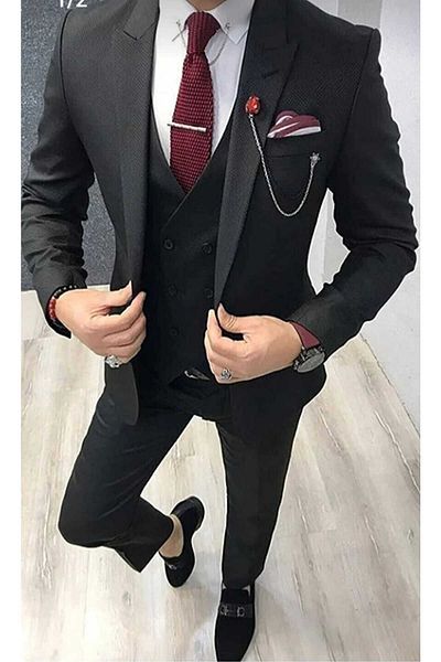 MASSARO Slimfit Vest Suit (With Tie and Handkerchief Gift)