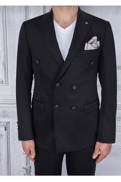 BY MARKASSO GÜNCÜOĞLU KRUVAZE SLIM FIT ΜΑΥΡΟ ΑΝΔΡΙΚΟ ΚΟΣΤΟΥΜΙΟ ΜΕ ΜΥΣΤΑ ΚΡΕΜΑ