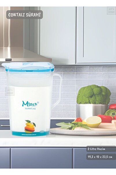 Jet's Home Contalı Sürahi Plastik Hava Almaz Sürahi 2 Litre BPA FREE