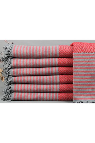 Kayra Export مفرش سرير من القطن بيكيه باللون الأحمر مقاس 200 × 260 سم