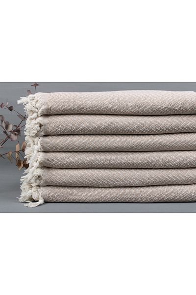 Kayra Export Beige Woven Blanket, Designer Blanket, 160x190 cm Cotton Blanket,