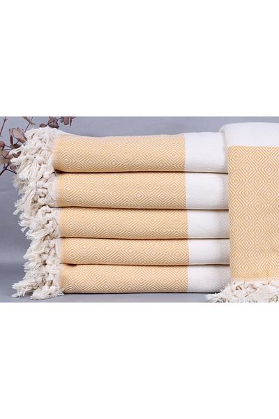 Kayra Export مفرش سرير قطني بيكيه مقاس 200x240 سم من بيكيه خردل