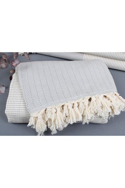 Kayra Export Pique Gray 180x200 Cm Cotton Pique Medium Thick Blanket