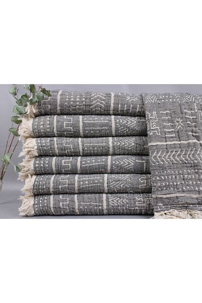 Kayra Export Black Decorative Pique, Wedding gifts, 140x190 cm Cotton Blanket, Christmas Gifts,