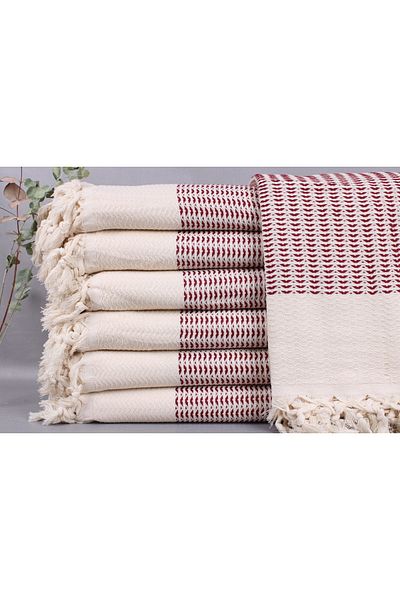 Kayra Export بيكيه أحمر 190x225 سم قطن بيكيه غطاء ديكور كبير الحجم