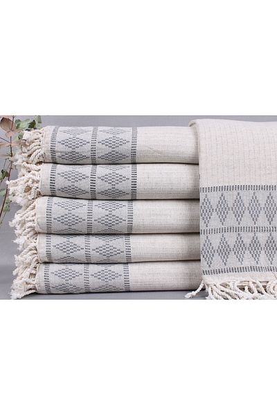 Kayra Export بطانية مزدوجة من الكتان باللون الأزرق الداكن مقاس 220 × 250 سم