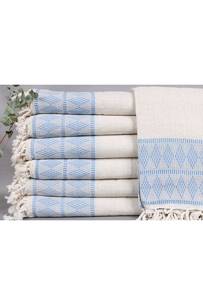 Kayra Export غطاء مزدوج من الكتان باللون الأزرق البترولي مقاس 220 × 250 سم