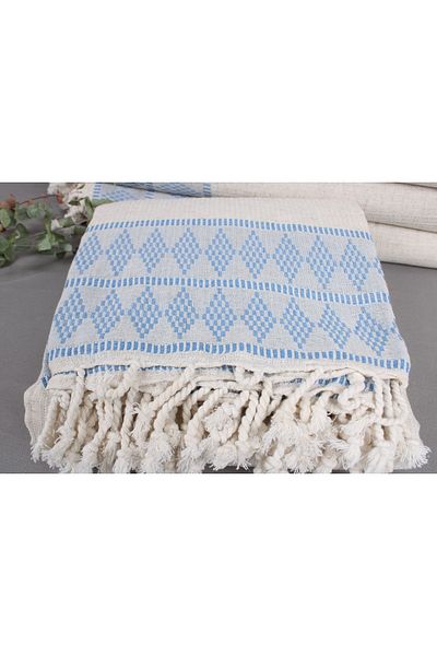 Kayra Export غطاء مزدوج من الكتان باللون الأزرق البترولي مقاس 220 × 250 سم
