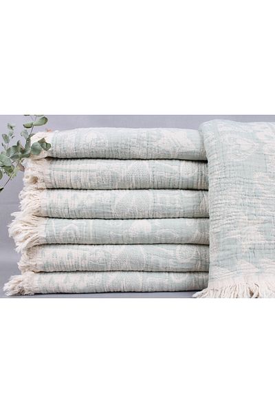 Kayra Export هدية لحفلات الزفاف بالنعناع، هدايا الزفاف، بطانية قطنية مقاس 190 × 245 سم، هدية لحفلات العزوبية
