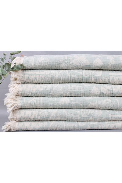 Kayra Export هدية لحفلات الزفاف بالنعناع، هدايا الزفاف، بطانية قطنية مقاس 190 × 245 سم، هدية لحفلات العزوبية