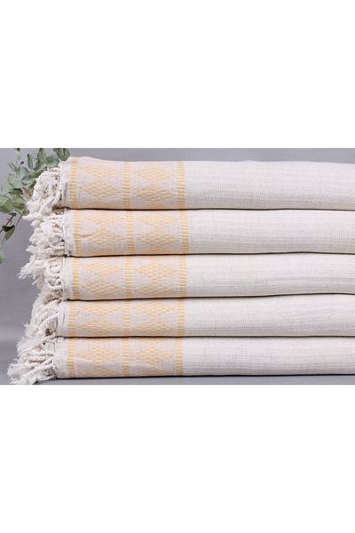 Kayra Export بيكيه خردل 220x250 سم كتان بيكيه بطانية مزدوجة