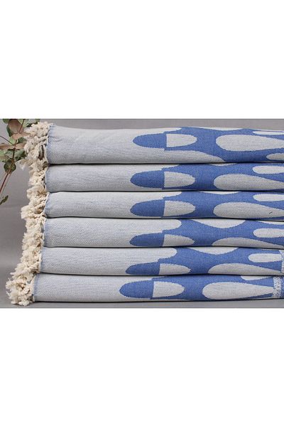 Kayra Export بيكيه ساكس أزرق 200x250 سم قطن بيكيه غطاء ديكور كبير الحجم