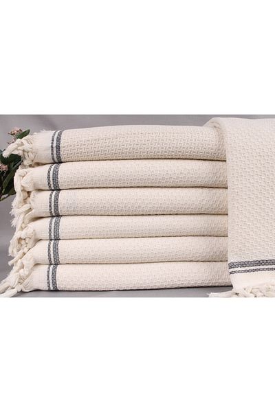 Kayra Export مفرش سرير مزدوج من القطن باللون الأزرق الداكن مقاس 220 × 235 سم