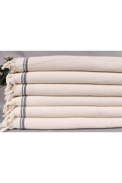 Kayra Export مفرش سرير مزدوج من القطن باللون الأزرق الداكن مقاس 220 × 235 سم