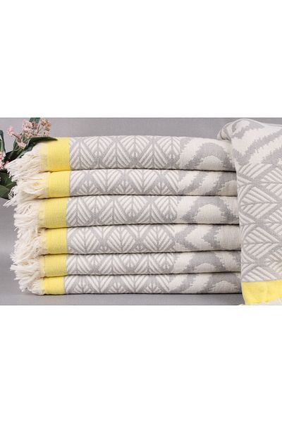 Kayra Export Pike Light Grey-yellow 125x170 Cm Pestemal Pike Cotton Cover