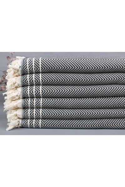 Kayra Export غطاء منسوج من القطن باللون الأسود مقاس 180x240 سم