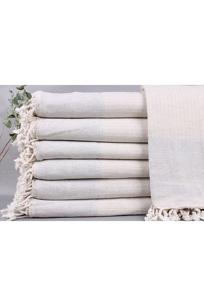 Kayra Export غطاء مزدوج من الكتان باللون الرمادي الفاتح مقاس 220 × 250 سم
