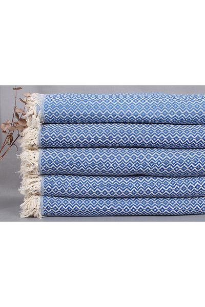 Kayra Export بيكيه ساكس أزرق 200x240 سم غطاء ديكور بيكيه قطني كبير بيكيه منسوج