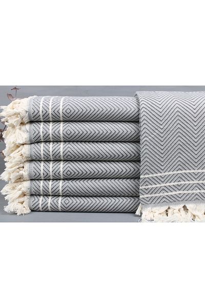 Kayra Export غطاء منسوج من القطن بيكيه باللون الرمادي الداكن مقاس 180 × 240 سم