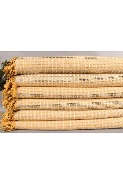 Kayra Export بيكيه خردل 180x240 سم غطاء قطن بيكيه ديكور متعدد الأغراض