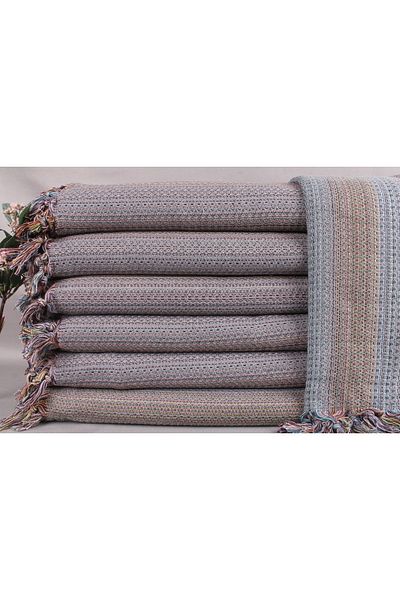 Kayra Export مفرش طاولة من القطن باللون الرمادي الداكن مقاس 220 × 225 سم