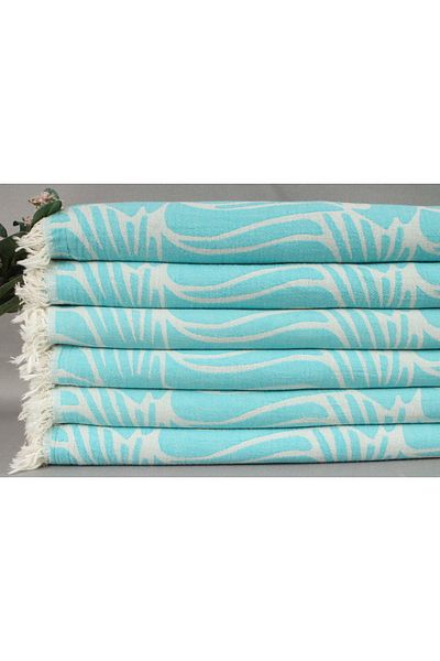 Kayra Export غطاء ديكور من القطن بيكيه باللون الفيروزي مقاس 150 × 180 سم