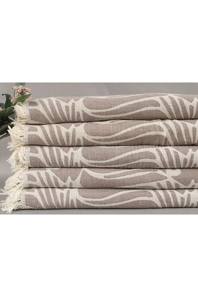 Kayra Export غطاء ديكور من القطن بيكيه باللون البني مقاس 150x180 سم