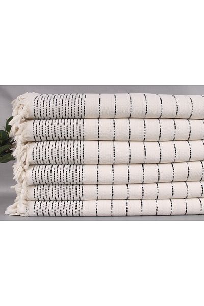 Kayra Export مفرش سرير مزخرف من القطن باللون الأسود مقاس 230 × 245 سم