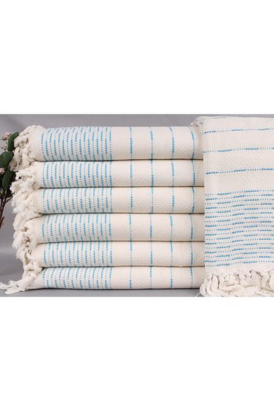 Kayra Export مفرش سرير مزخرف من القطن بيكيه باللون الفيروزي مقاس 230 × 245 سم