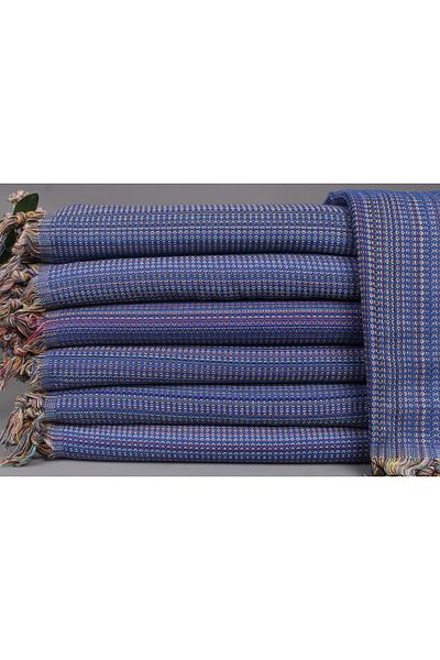 Kayra Export بيكيه قطن مقاس 200 × 240 سم - مفرش سرير مزخرف واسع، أزرق ساكس