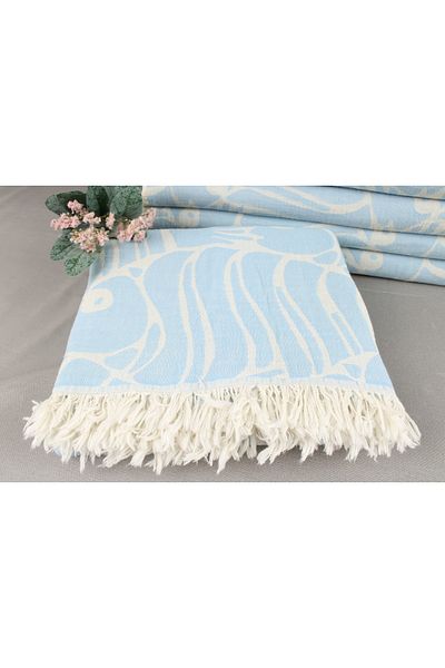 Kayra Export غطاء ديكور من القطن بيكيه باللون الأزرق الداكن مقاس 150 × 180 سم