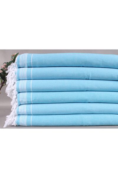 Kayra Export Turquoise Woven Blanket, Hand Woven Pique, 140x230 cm Cotton Blanket, Gift for Home,