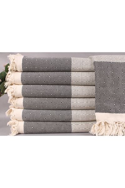 Kayra Export مفرش سرير مزخرف من القطن باللون الأسود مقاس 200x260 سم