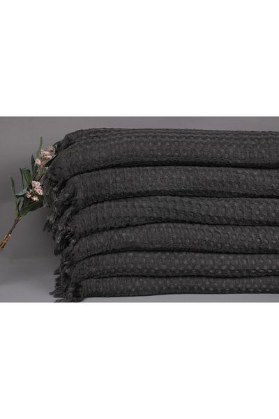 Kayra Export مفرش سرير بيكيه قطن رمادي غامق 200x260 سم