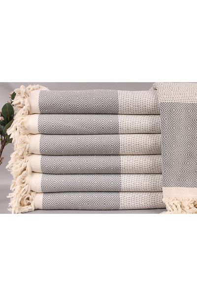 Kayra Export مفرش سرير مزخرف من القطن بيكيه باللون الرمادي الداكن مقاس 200 × 260 سم