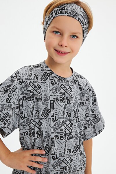 Babygiz Tricou pentru băiat 100% bumbac pieptănat supradimensionat gri cu mod...