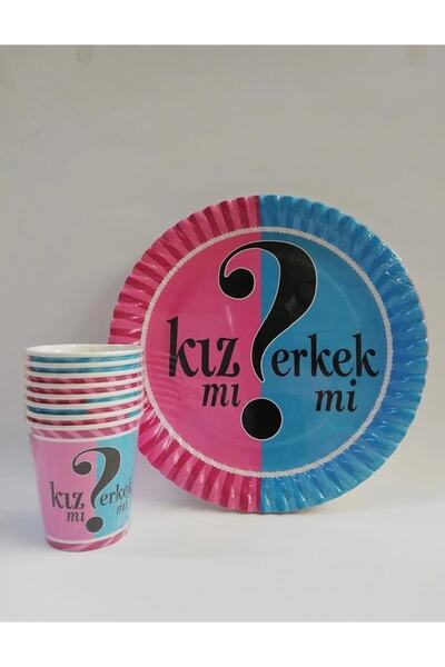 aşkın concept Cinsiyet Belirleme Partisi Tabak Bardak 8'li Set Pembe Mavi