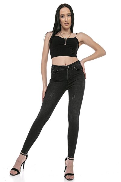 Lixera Ανθρακί Νυχιά Λύκρα Skinny Skinny Παντελόνι Τζιν