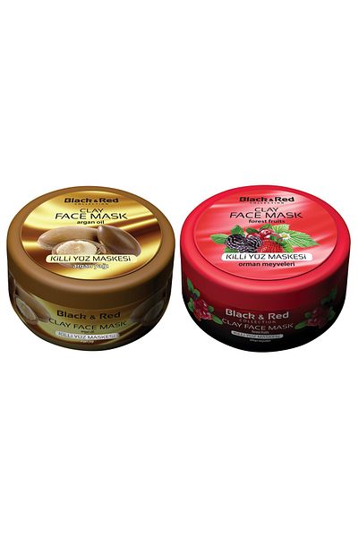 Black Red Natural Clay Mask Argan, Forest Fruit 400 gr x 2