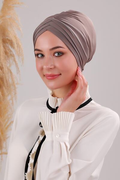 Melodi Scarf Turban cu trei dungi în cruce pentru femei, cu capotă exterioară din nurcă
