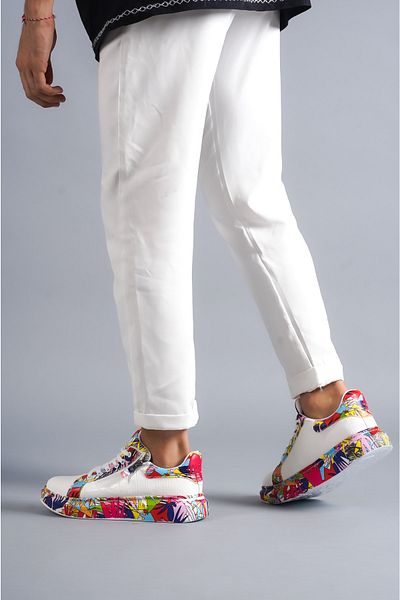 Joy Man J02 Ανδρικά αθλητικά αθλητικά παπούτσια BT White με κορδόνια με μοτίβο κροκόδειλου με κόκκινη στάμπα ορθοπεδική σόλα
