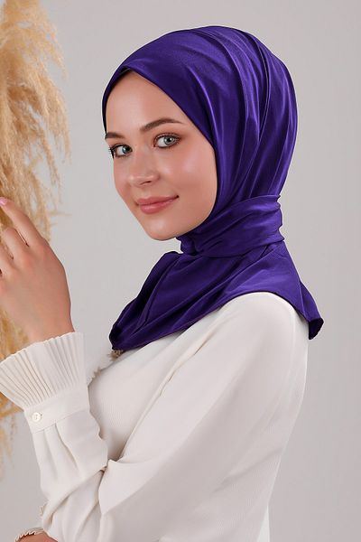 Melodi Scarf Γυναικείο χιτζάμπ πρακτικό κουμπωτό αμμώδες κασκόλ έτοιμο σάλι μπλε