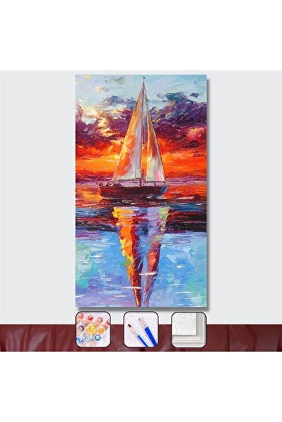 kendinyaphobi Sayılarla Boyama Seti Kasnaklı Yelkenli Renkleri 40 X 50 Cm