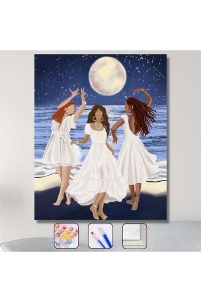 kendinyaphobi Sayılarla Boyama Seti Çerçeveli Kasnaklı DOLUNAYLA DANS 40x50cm