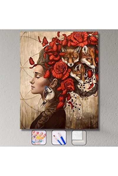 kendinyaphobi Sayılarla Boyama Seti Kasnaklı Tabiat Saçli Kadın 2 40 X 50 Cm
